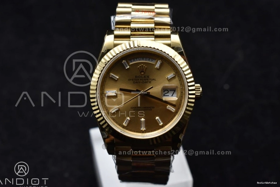 Diamond DayDate GoAnywhere Markers Bracelet Weight President YG Gold Dial A3255 904L Gain 723 V Steel GMF 40 On 0906